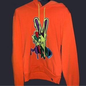 Vibrant Orange Peace Graphic Hoodie